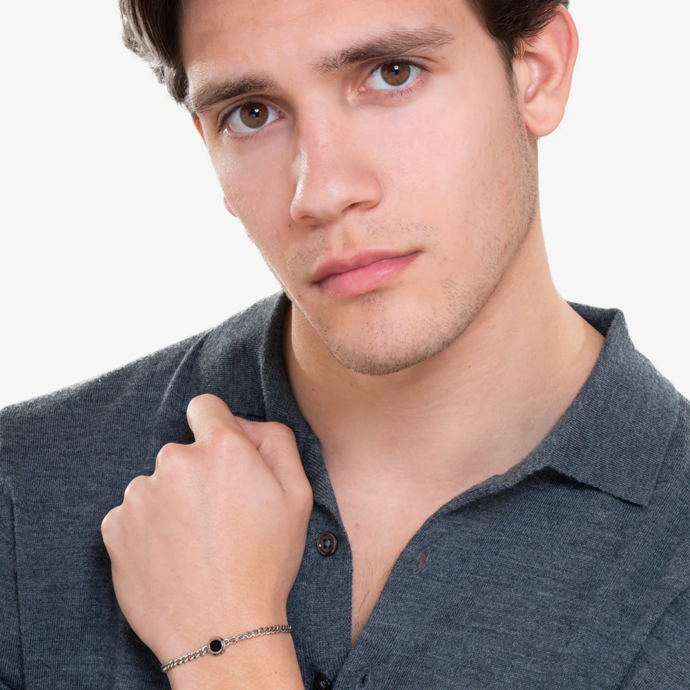 BRACCIALE UOMO IN ACCIAIO CON SMALTO NERO - Image 3