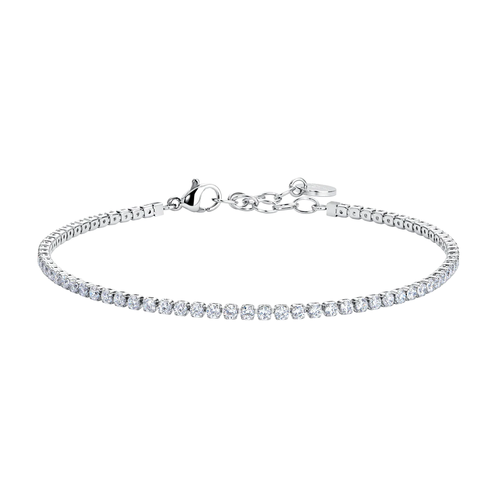 BRACCIALE UOMO IN ACCIAIO CON ZIRCONI BIANCHI