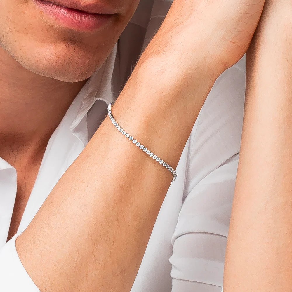 BRACCIALE UOMO IN ACCIAIO CON ZIRCONI BIANCHI - Image 2
