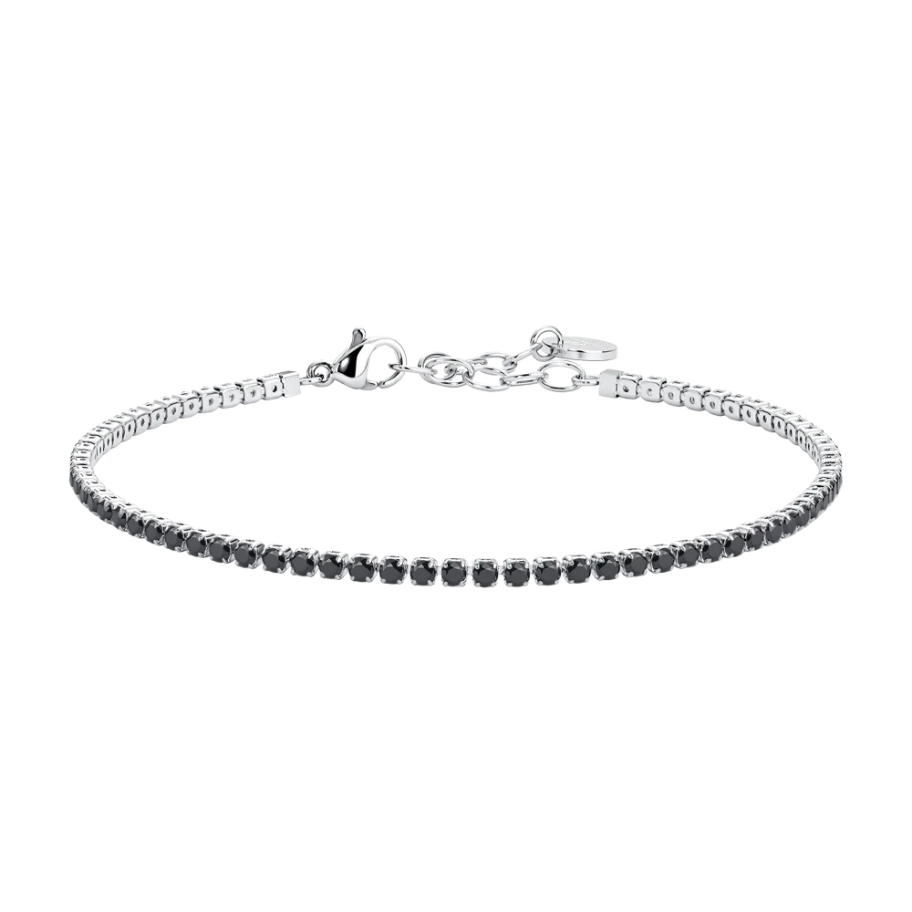 BRACCIALE UOMO IN ACCIAIO CON ZIRCONI NERI