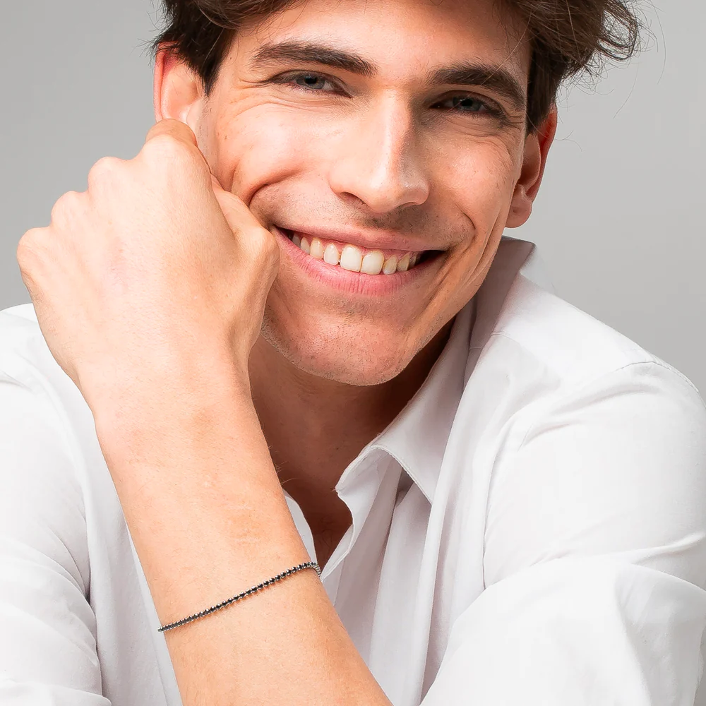 BRACCIALE UOMO IN ACCIAIO CON ZIRCONI NERI - Image 3
