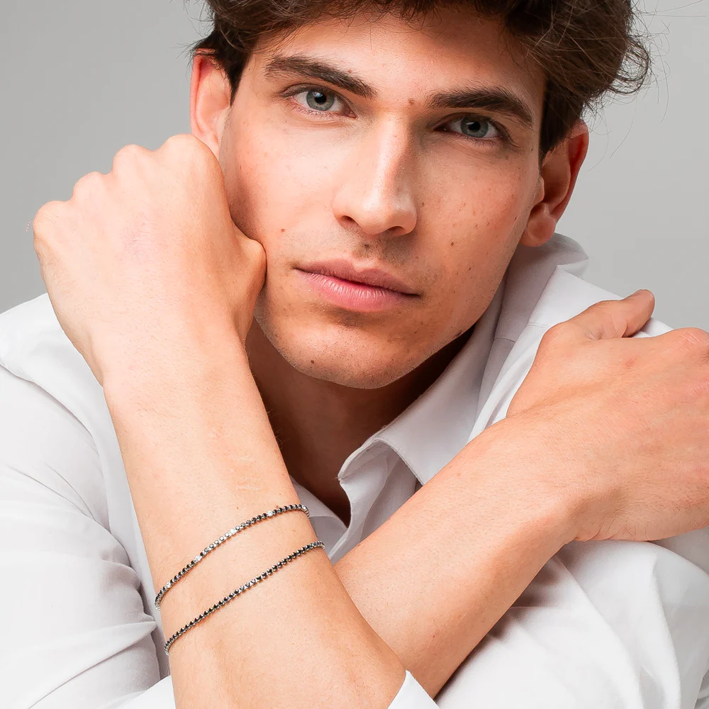 BRACCIALE UOMO IN ACCIAIO CON ZIRCONI NERI - Image 4