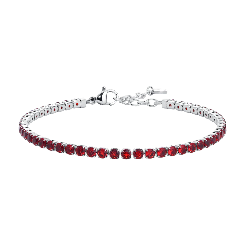 BRACCIALE UOMO IN ACCIAIO CON ZIRCONI ROSSI