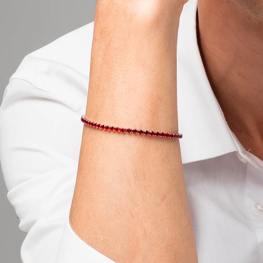 BRACCIALE UOMO IN ACCIAIO CON ZIRCONI ROSSI - Image 2