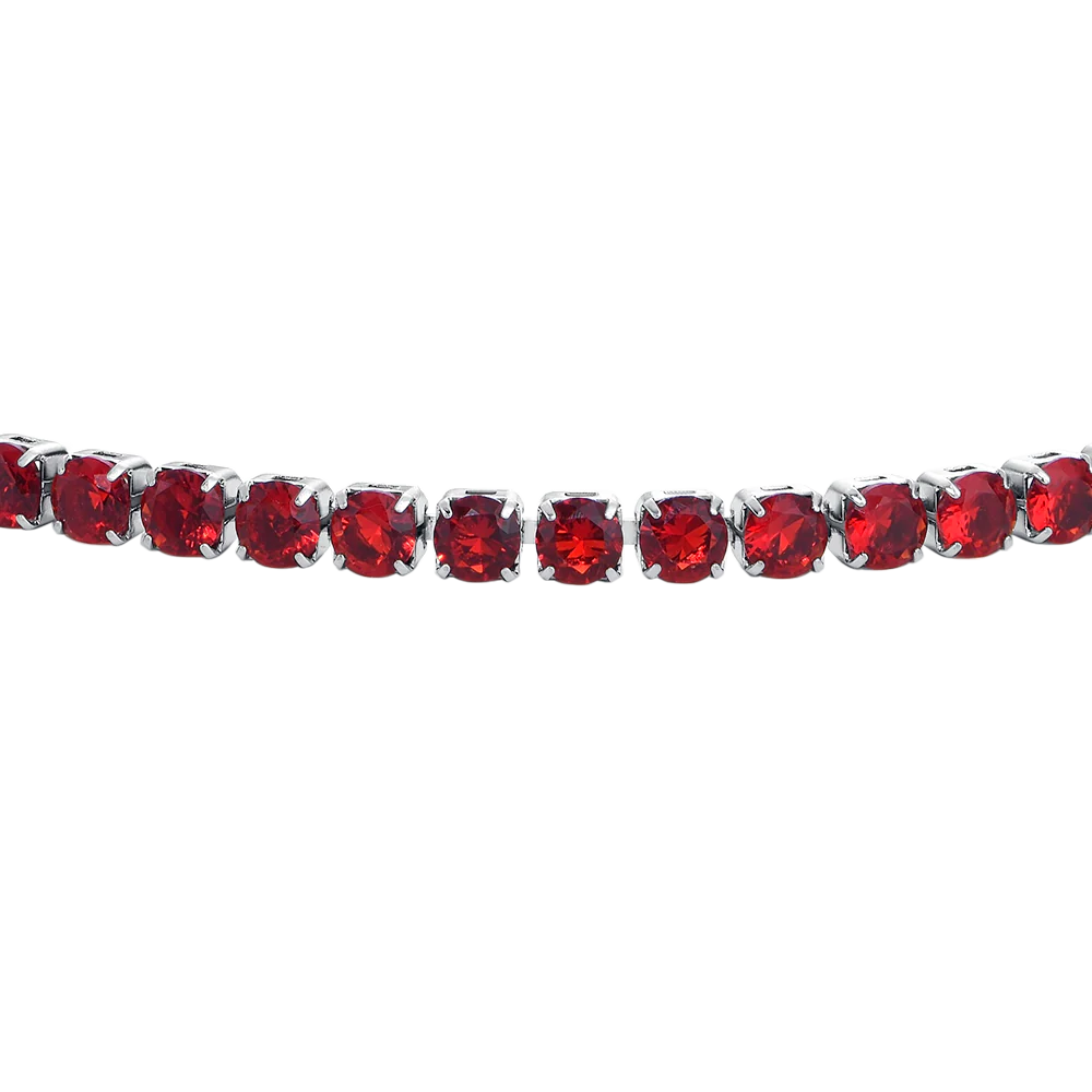BRACCIALE UOMO IN ACCIAIO CON ZIRCONI ROSSI - Image 5