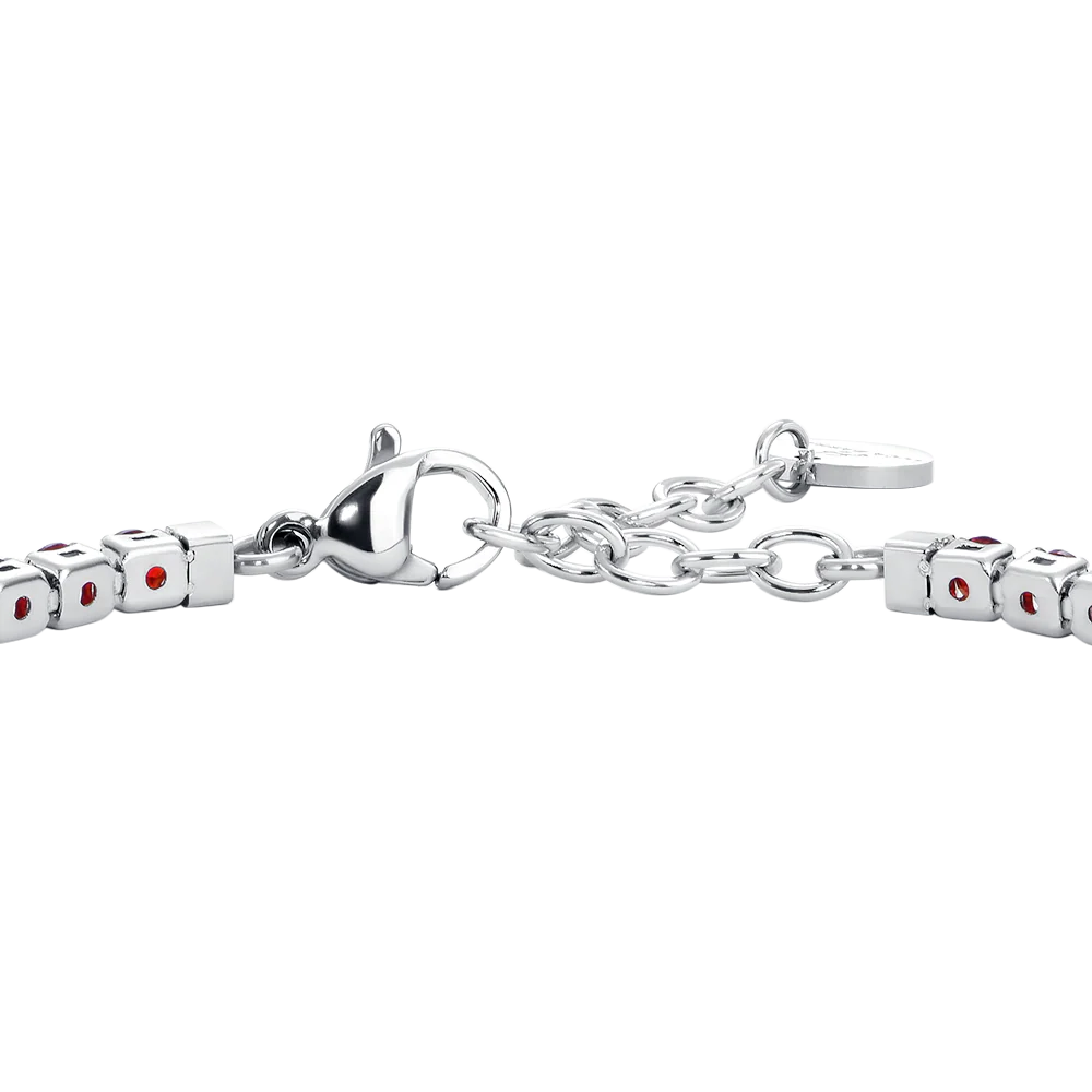 BRACCIALE UOMO IN ACCIAIO CON ZIRCONI ROSSI - Image 6