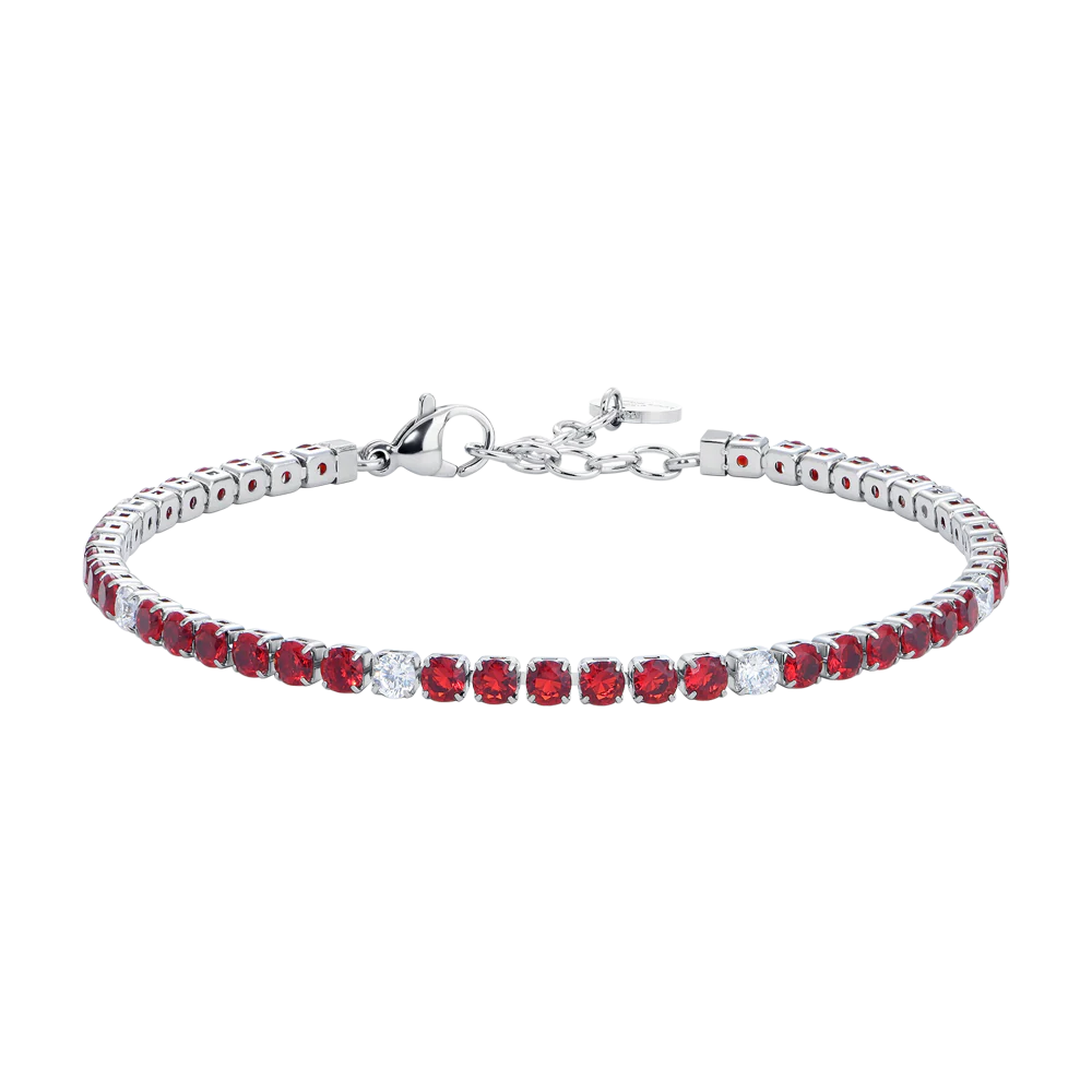 BRACCIALE UOMO IN ACCIAIO CON ZIRCONI ROSSI E BIANCHI