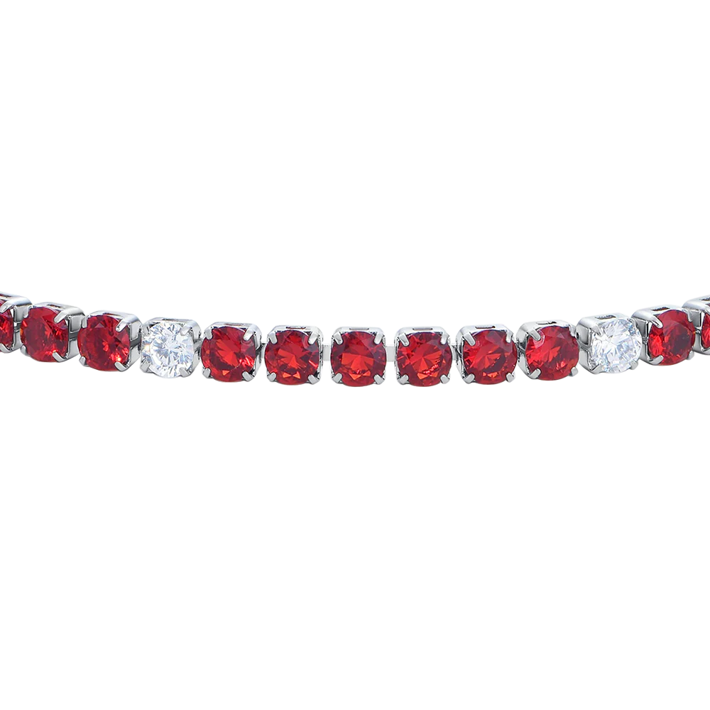 BRACCIALE UOMO IN ACCIAIO CON ZIRCONI ROSSI E BIANCHI - Image 5