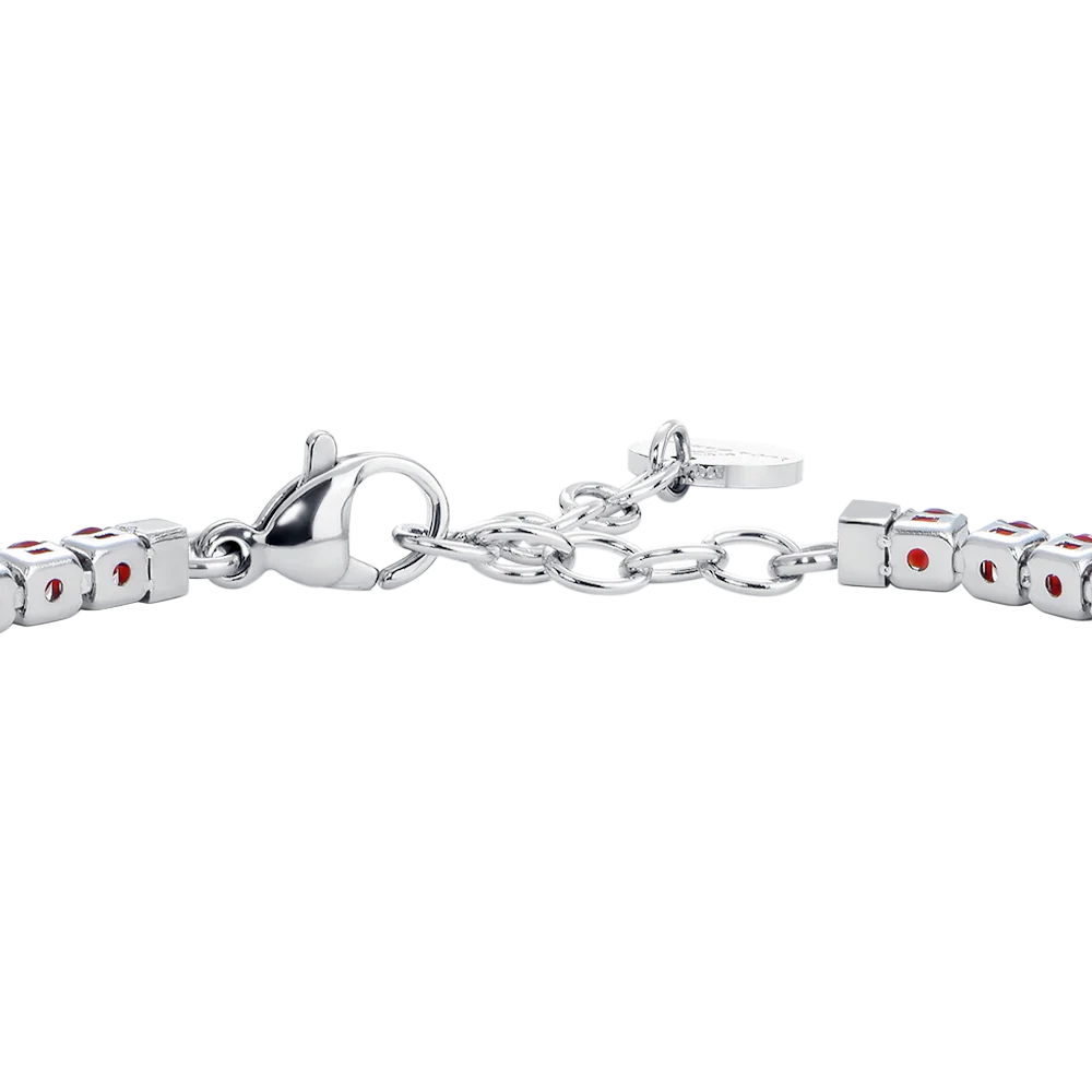 BRACCIALE UOMO IN ACCIAIO CON ZIRCONI ROSSI E BIANCHI - Image 6