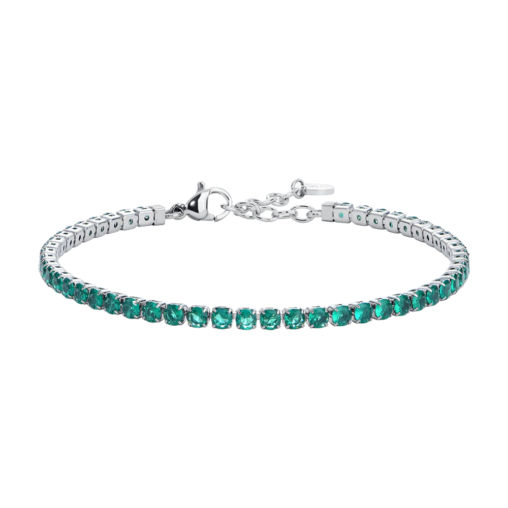 BRACCIALE UOMO IN ACCIAIO CON ZIRCONI VERDI