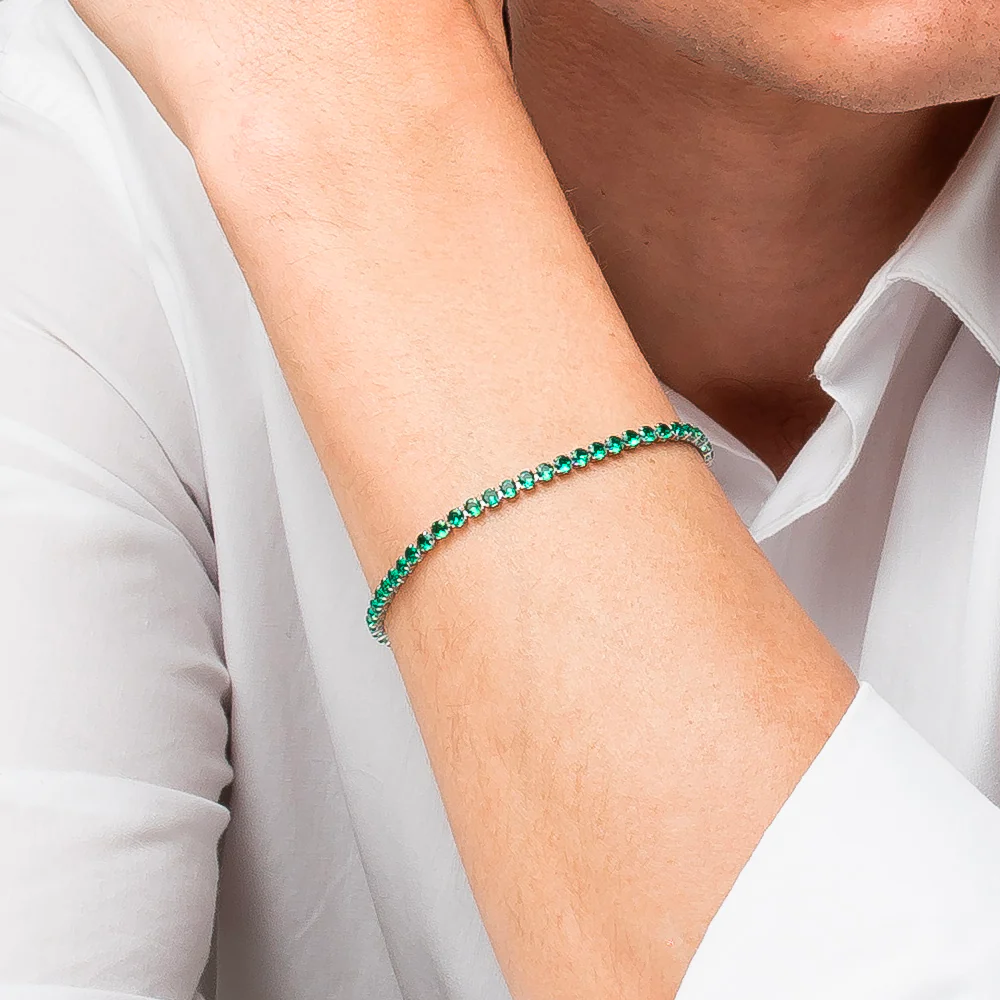 BRACCIALE UOMO IN ACCIAIO CON ZIRCONI VERDI - Image 2