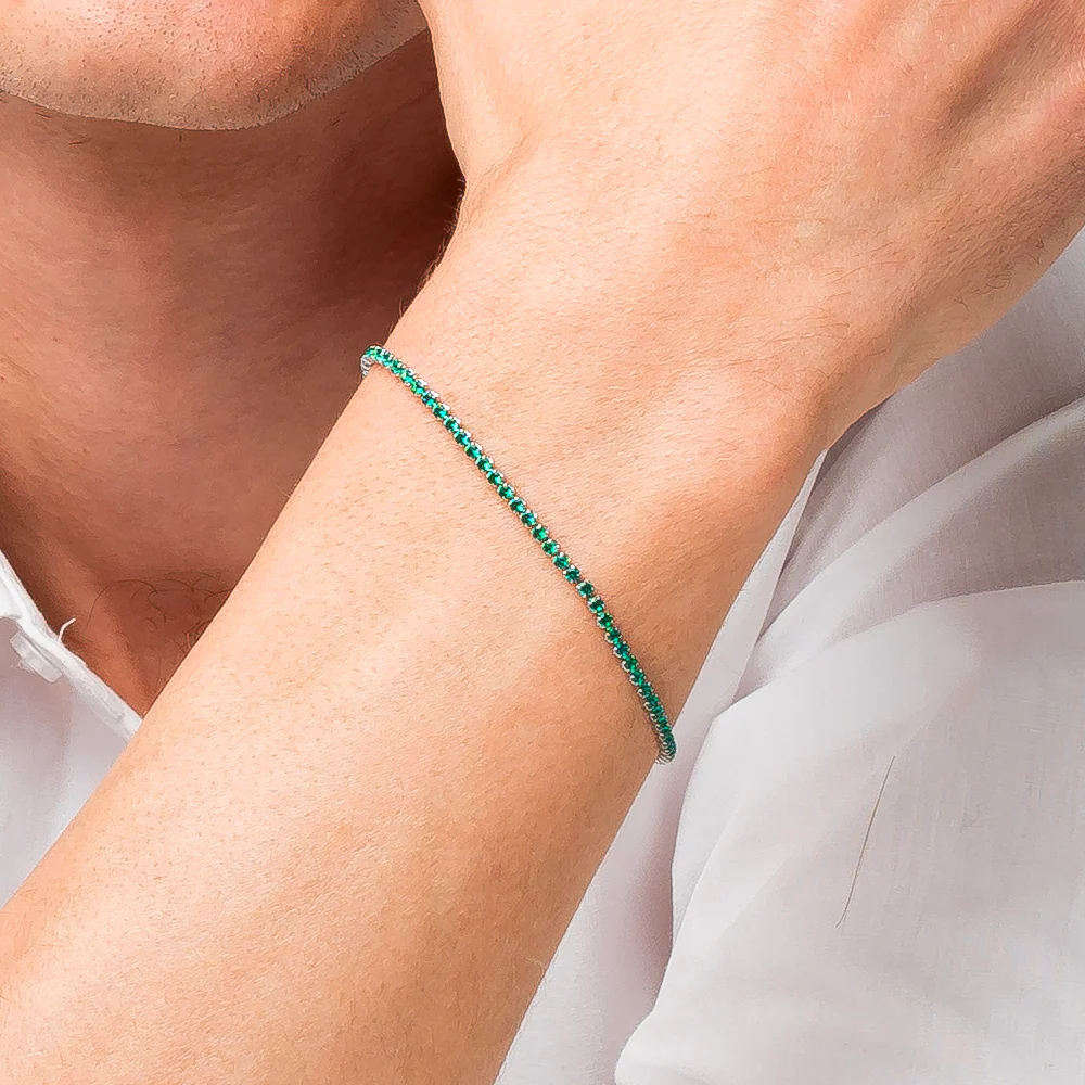 BRACCIALE UOMO IN ACCIAIO CON ZIRCONI VERDI - Image 2