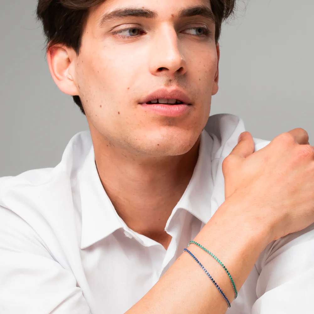 BRACCIALE UOMO IN ACCIAIO CON ZIRCONI VERDI - Image 4
