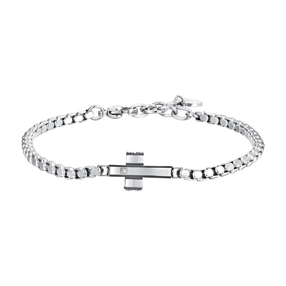 BRACCIALE UOMO IN ACCIAIO CROCE E ACCIAIO IP BLACK