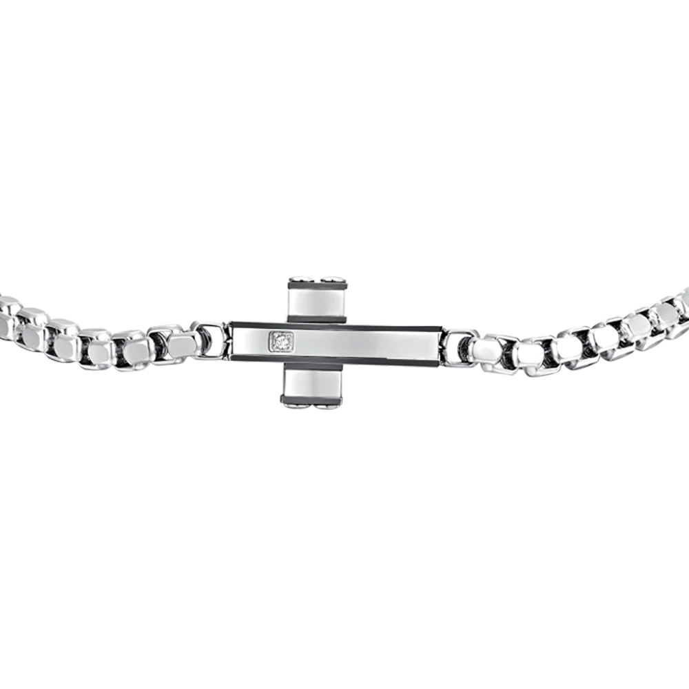 BRACCIALE UOMO IN ACCIAIO CROCE E ACCIAIO IP BLACK - Image 4