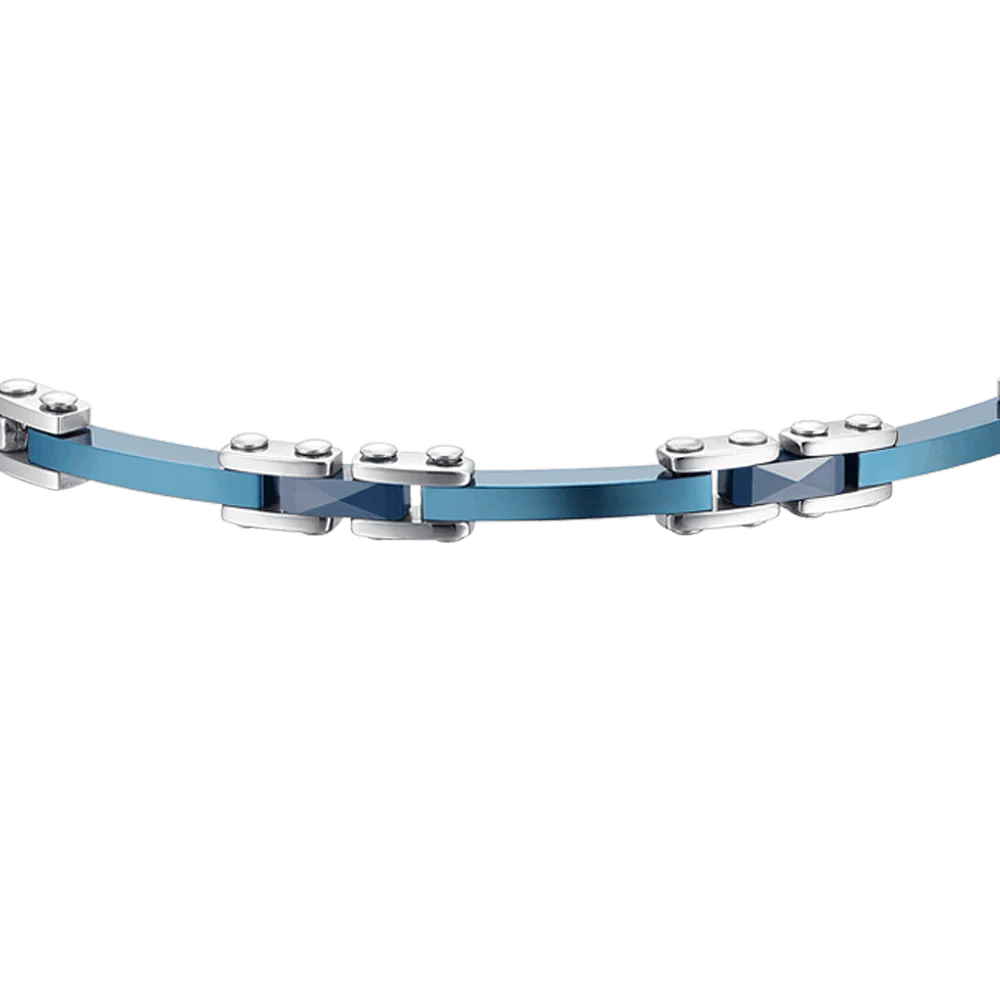 BRACCIALE UOMO IN ACCIAIO E CERAMICA BLU - Image 4