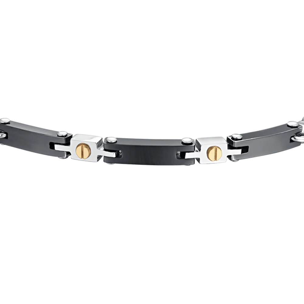 BRACCIALE UOMO IN ACCIAIO E CERAMICA NERA - Image 4