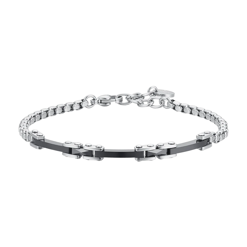BRACCIALE UOMO IN ACCIAIO E CERAMICA NERA