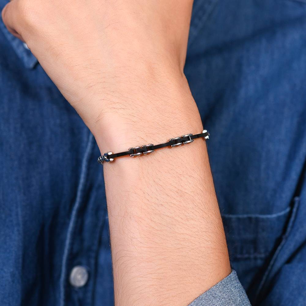 BRACCIALE UOMO IN ACCIAIO E CERAMICA NERA - Image 2