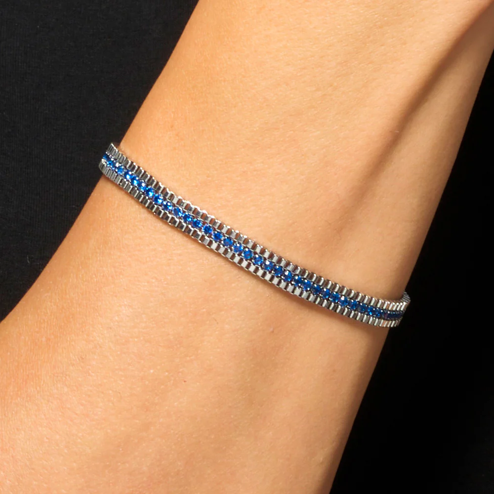 BRACCIALE UOMO IN ACCIAIO E ZIRCONI BLU - Image 2