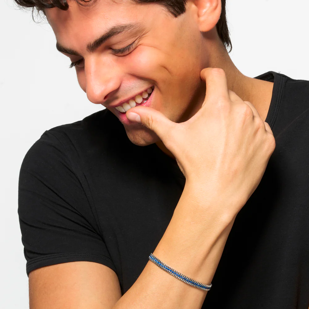 BRACCIALE UOMO IN ACCIAIO E ZIRCONI BLU - Image 3