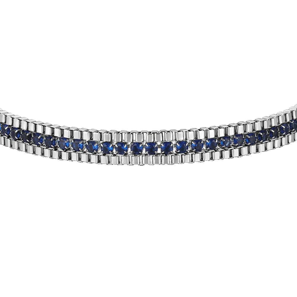 BRACCIALE UOMO IN ACCIAIO E ZIRCONI BLU - Image 4