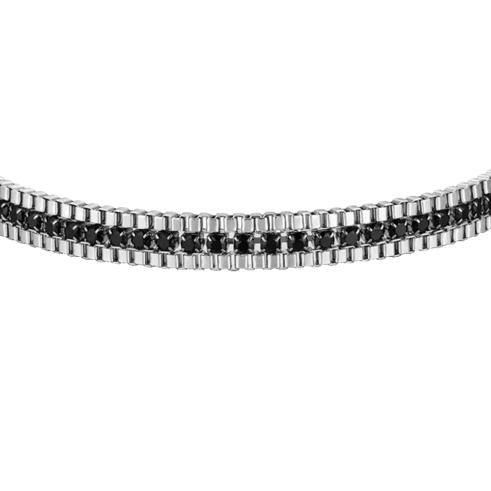 BRACCIALE UOMO IN ACCIAIO E ZIRCONI NERI - Image 4