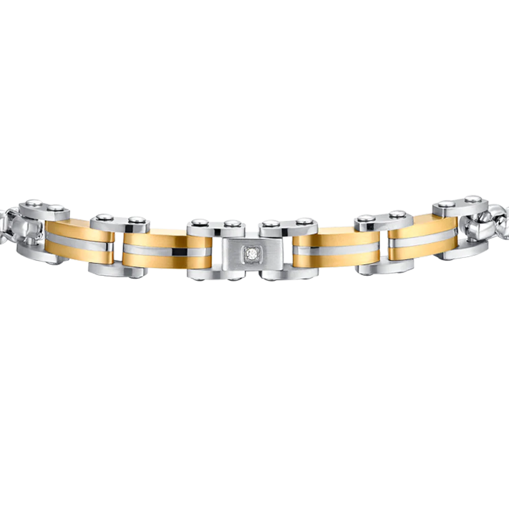 BRACCIALE UOMO IN ACCIAIO ED ELEMENTI IN ACCIAIO IP GOLD - Image 4