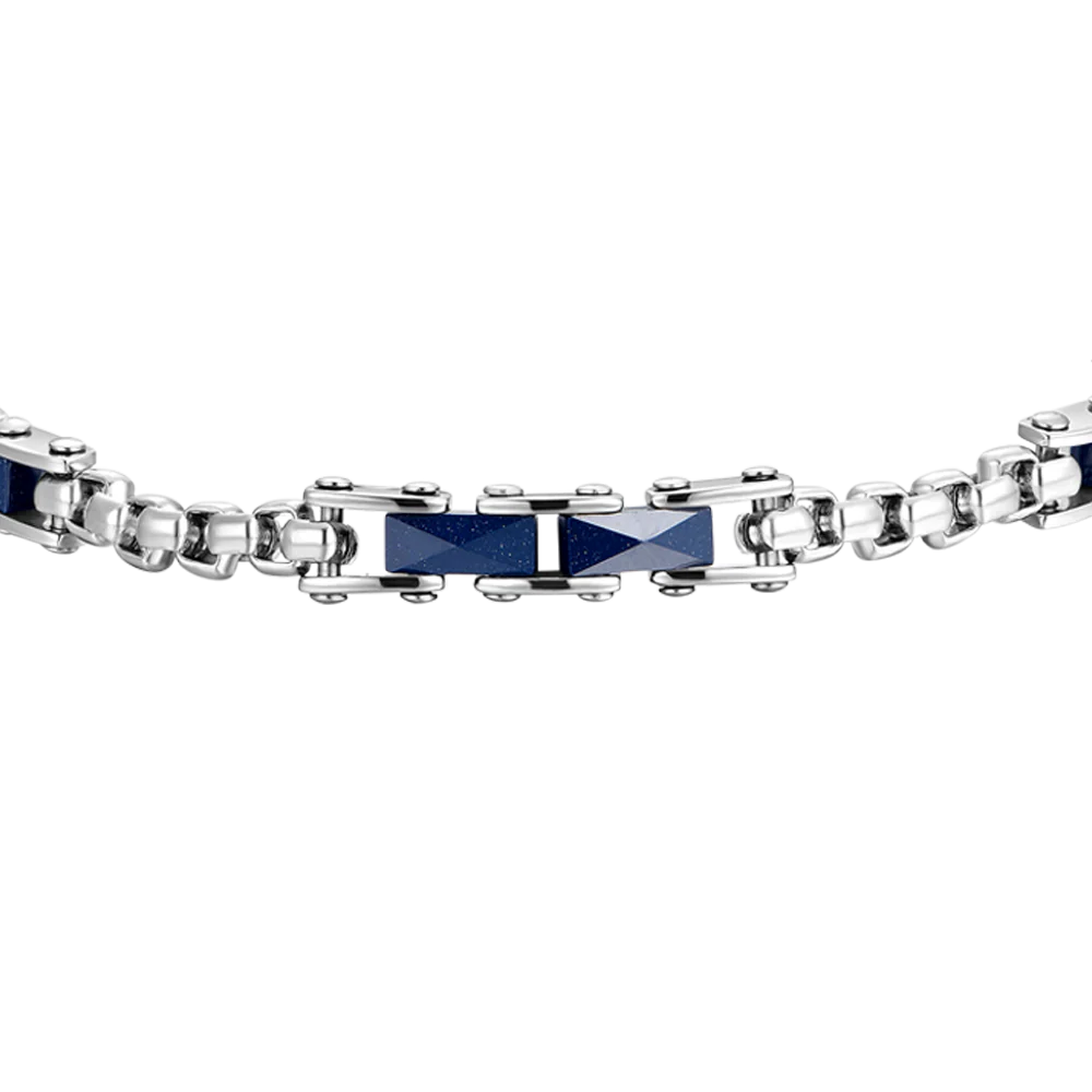 BRACCIALE UOMO IN ACCIAIO ED ELEMENTI IN CERAMICA BLU - Image 4