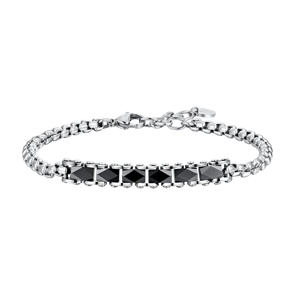 BRACCIALE UOMO IN ACCIAIO ELEMENTI CENTRALI
