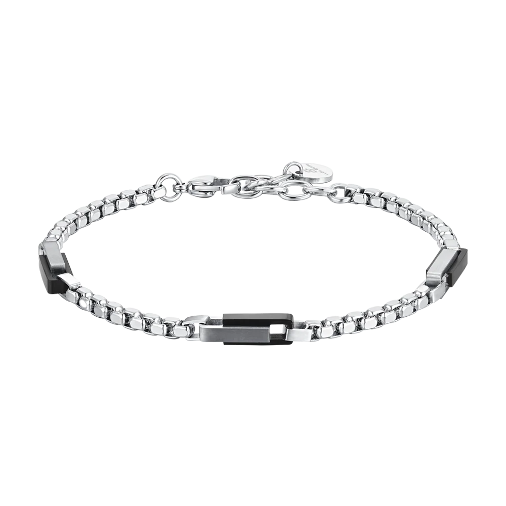 BRACCIALE UOMO IN ACCIAIO ELEMENTI IN ACCIAIO IP BLACK