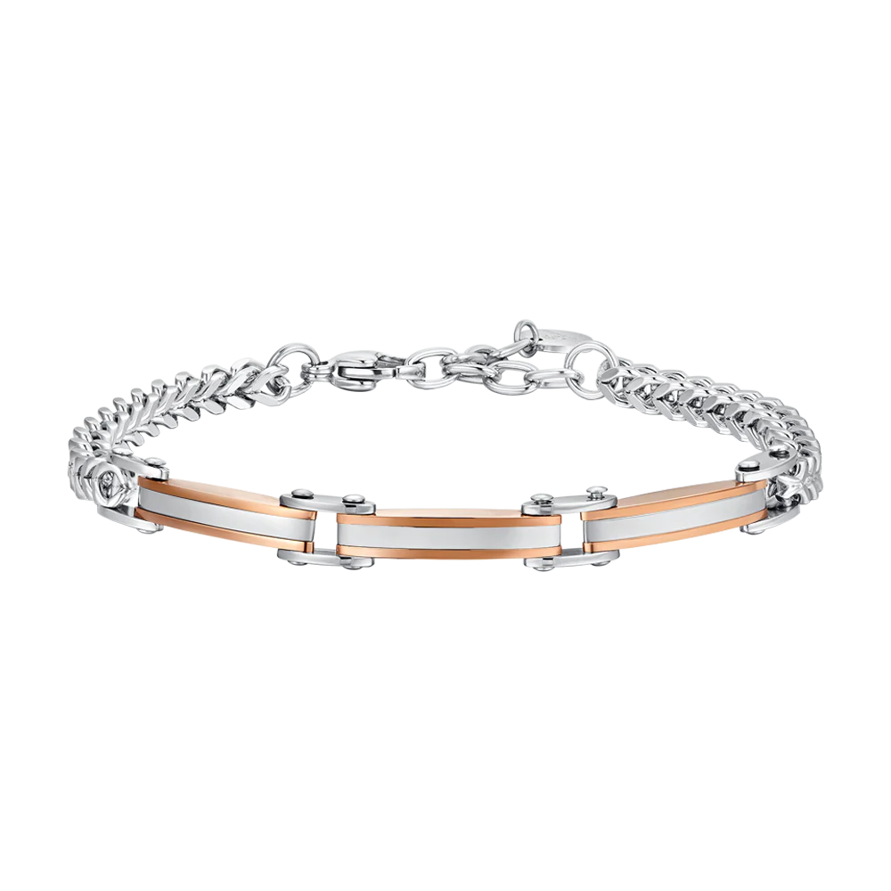 BRACCIALE UOMO IN ACCIAIO ELEMENTI IN ACCIAIO IP ROSE GOLD