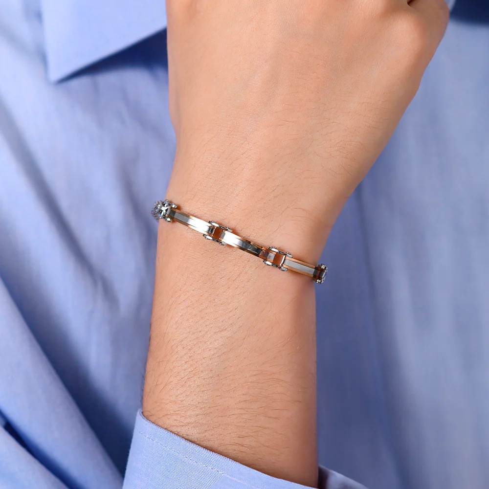 BRACCIALE UOMO IN ACCIAIO ELEMENTI IN ACCIAIO IP ROSE GOLD - Image 2
