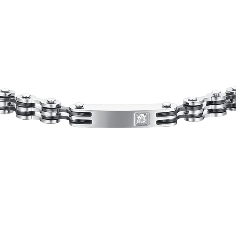 BRACCIALE UOMO IN ACCIAIO ELEMENTI IP NERO E ZIRCONE - Image 4