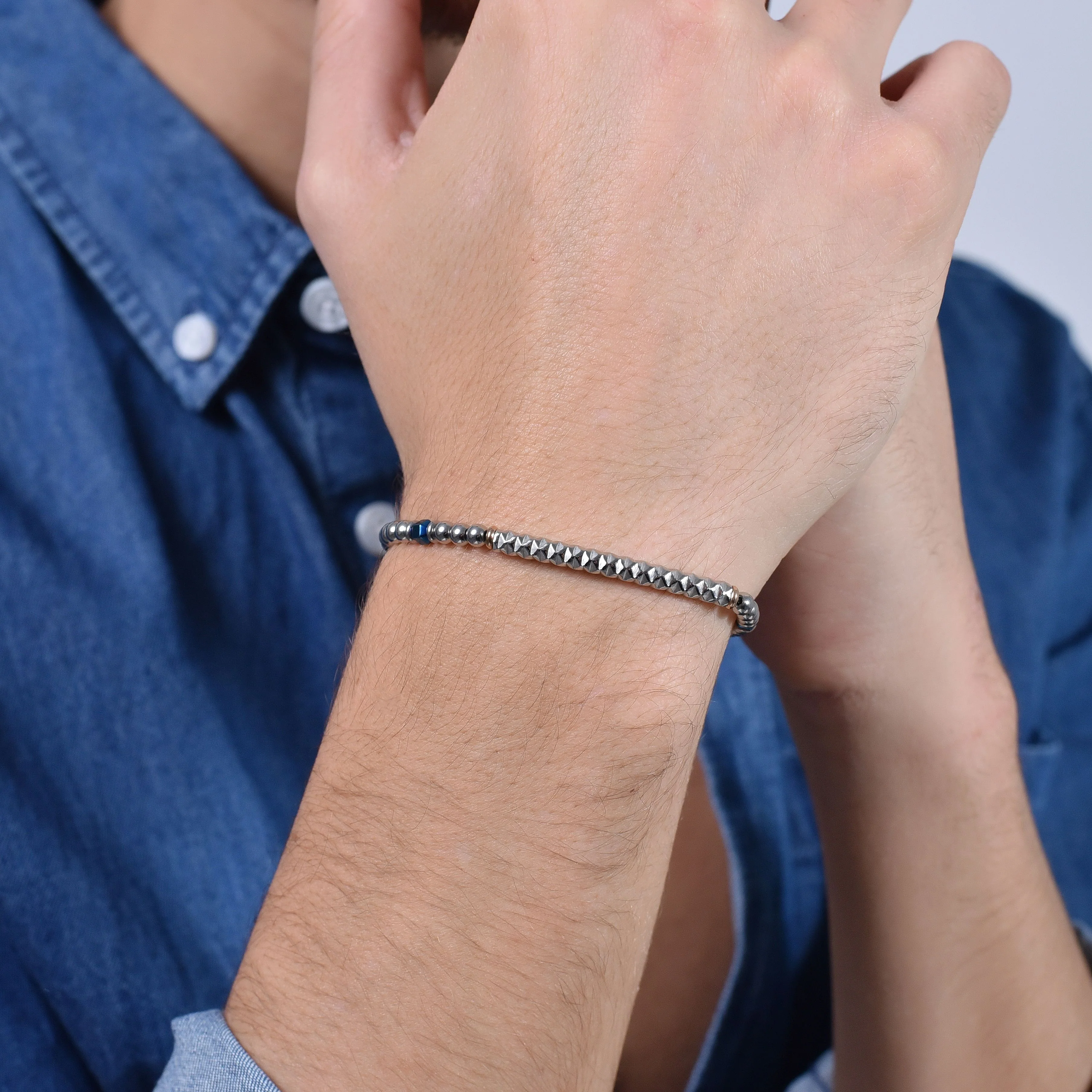BRACCIALE UOMO IN ACCIAIO EMATITE BLU - Image 2