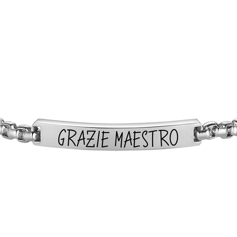 BRACCIALE UOMO IN ACCIAIO GRAZIE MAESTRO CON PIASTRA - Image 4
