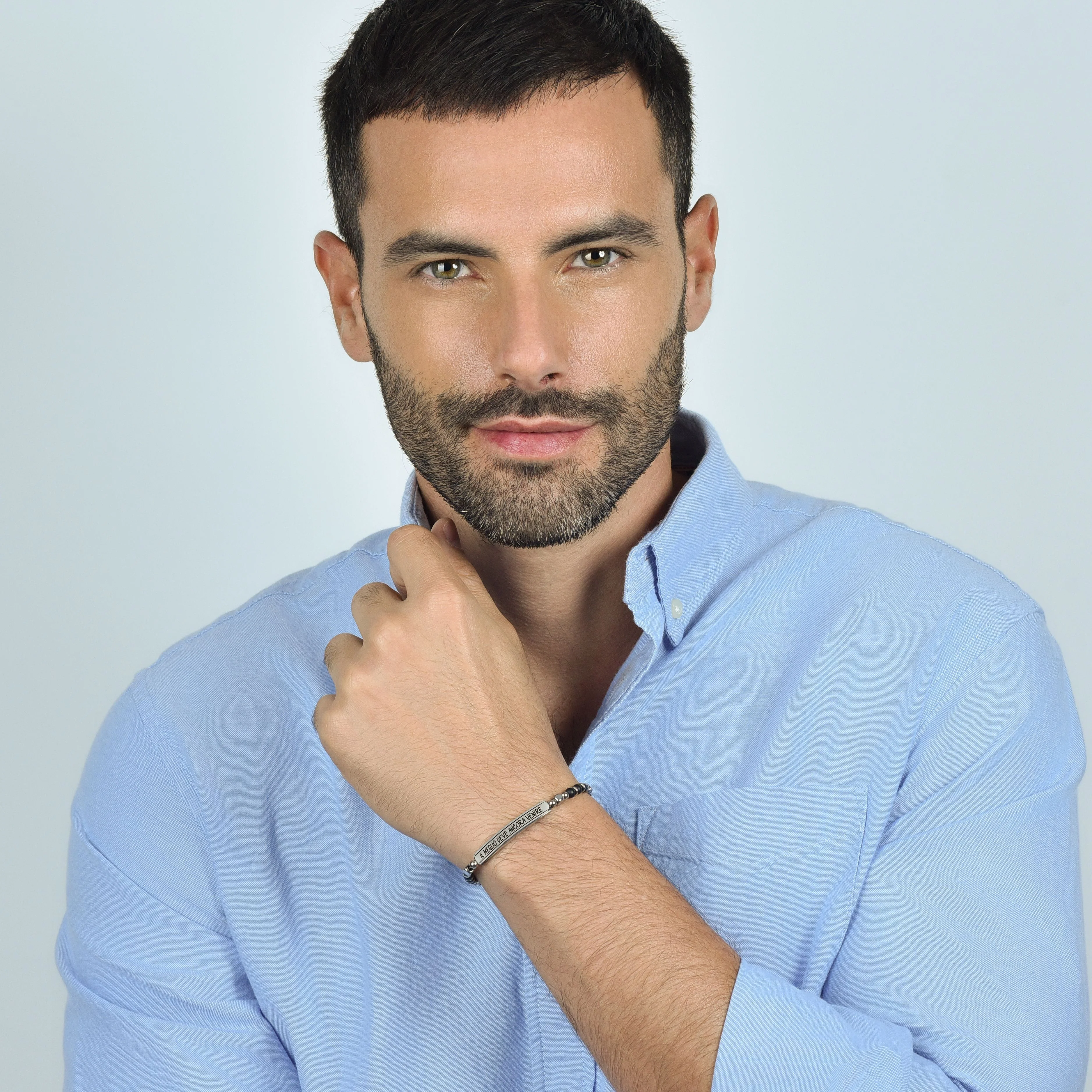 BRACCIALE UOMO IN ACCIAIO E PIETRE NERE IL MEGLIO DEVE ANCORA VENIRE - Image 3