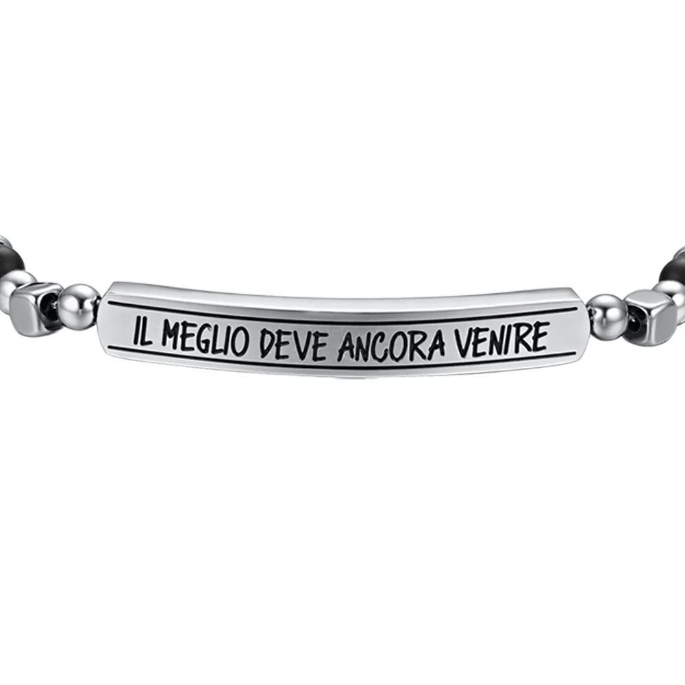 BRACCIALE UOMO IN ACCIAIO E PIETRE NERE IL MEGLIO DEVE ANCORA VENIRE - Image 4