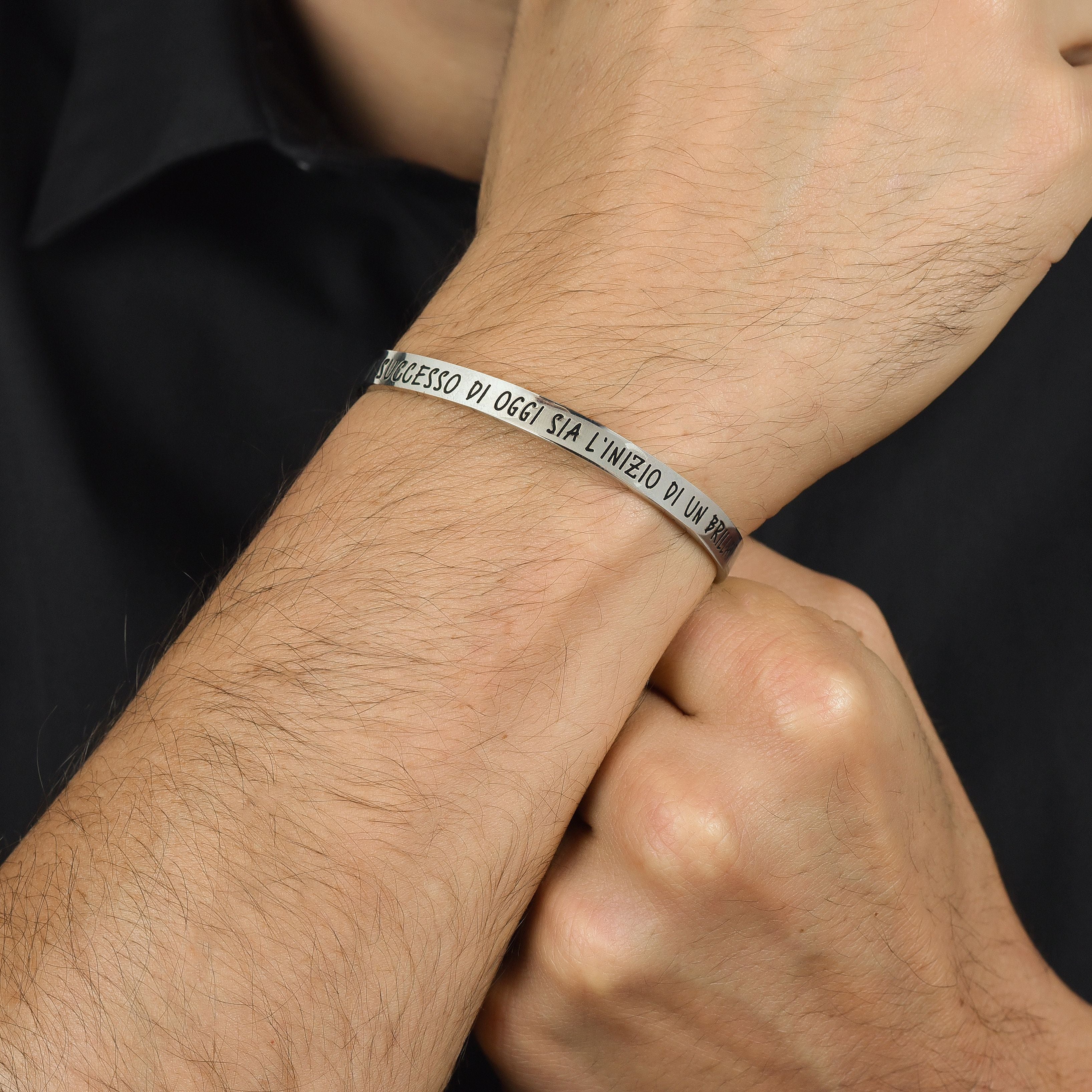 BRACCIALE UOMO IN ACCIAIO IL SUCCESSO DI OGGI SIA L'INIZIO DI UN BRILLANTE FUTUR - Image 2