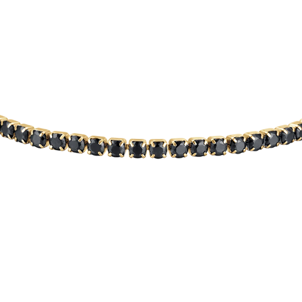 BRACCIALE UOMO IN ACCIAIO IP GOLD CON CRISTALLI NERI - Image 2