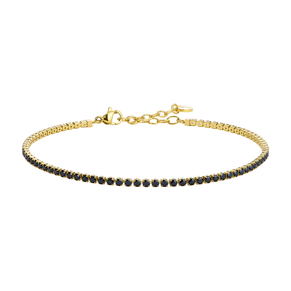BRACCIALE UOMO IN ACCIAIO IP GOLD CON ZIRCONI NERI
