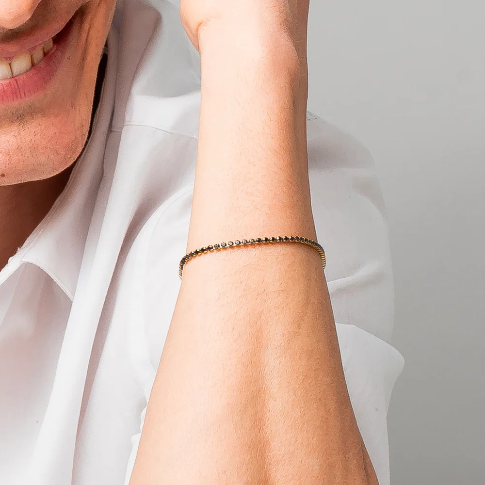 BRACCIALE UOMO IN ACCIAIO IP GOLD CON ZIRCONI NERI - Image 2