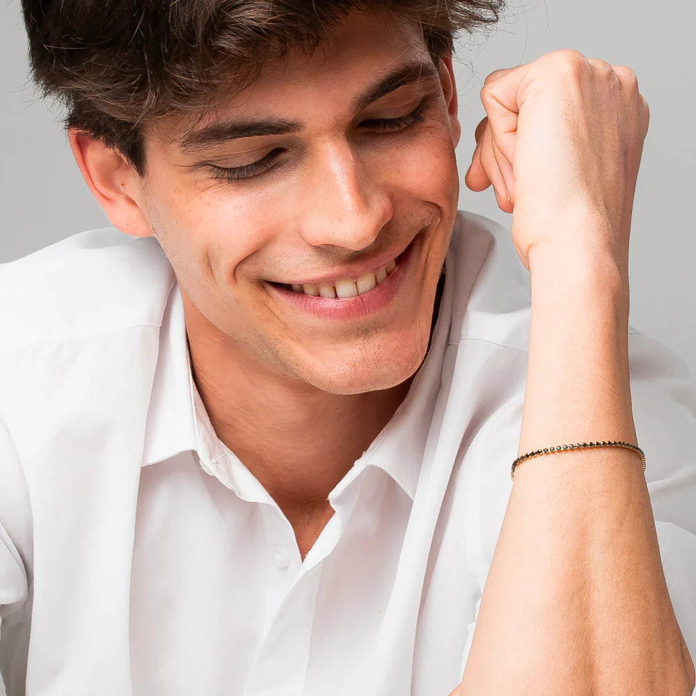 BRACCIALE UOMO IN ACCIAIO IP GOLD CON ZIRCONI NERI - Image 3