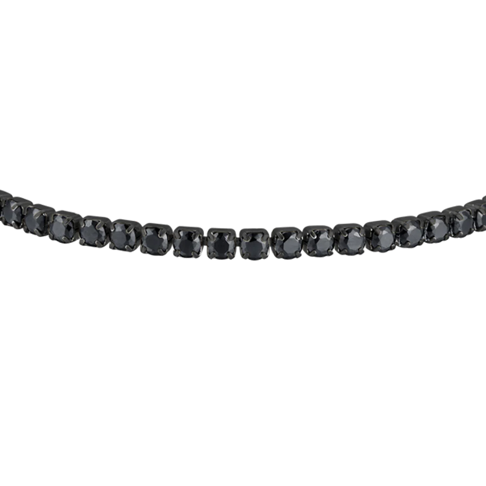 BRACCIALE UOMO IN ACCIAIO IP NERO CON CRISTALLI NERI - Image 2