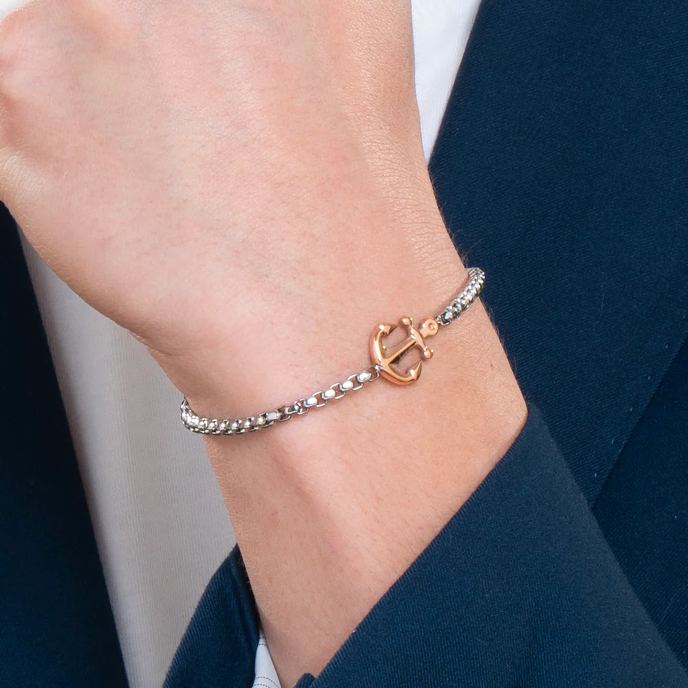 BRACCIALE UOMO IN ACCIAIO IP ROSE CON ANCORA - Image 2