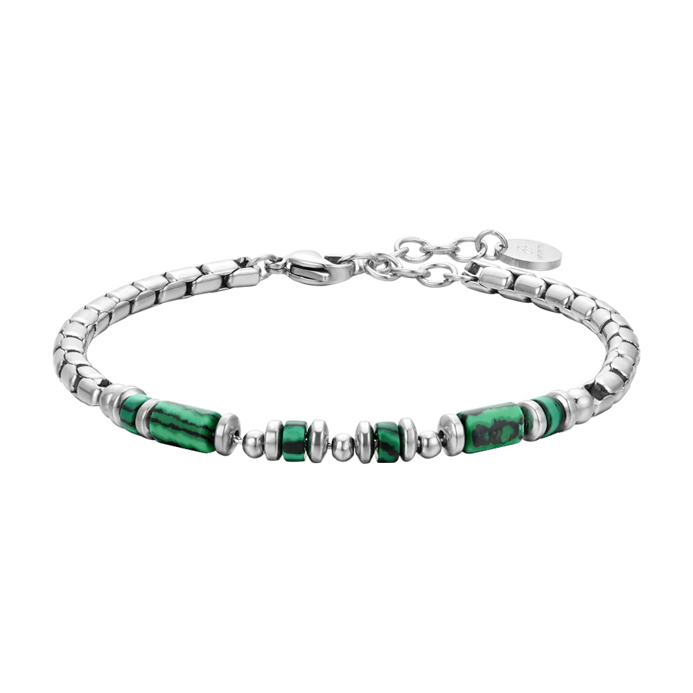 BRACCIALE UOMO IN ACCIAIO MALACHITE VERDE