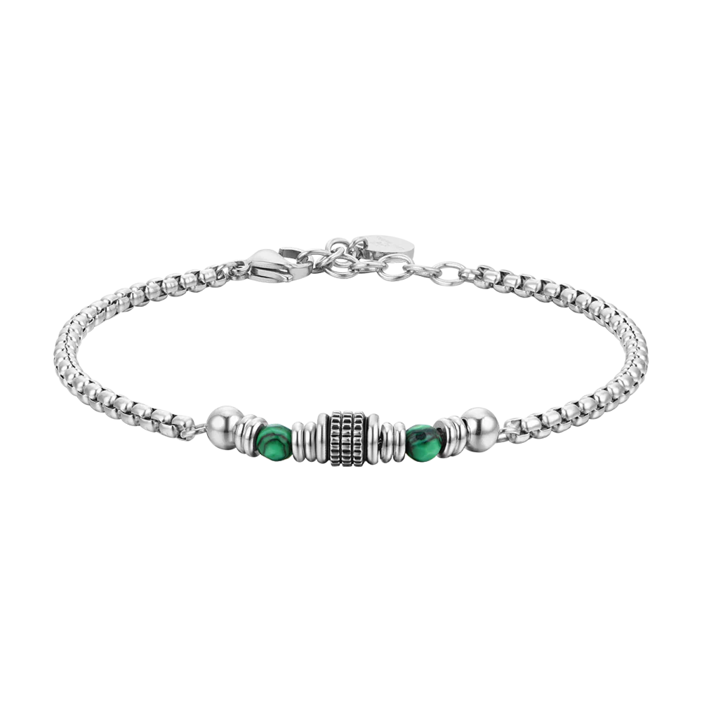 BRACCIALE UOMO IN ACCIAIO MALACHITE VERDE