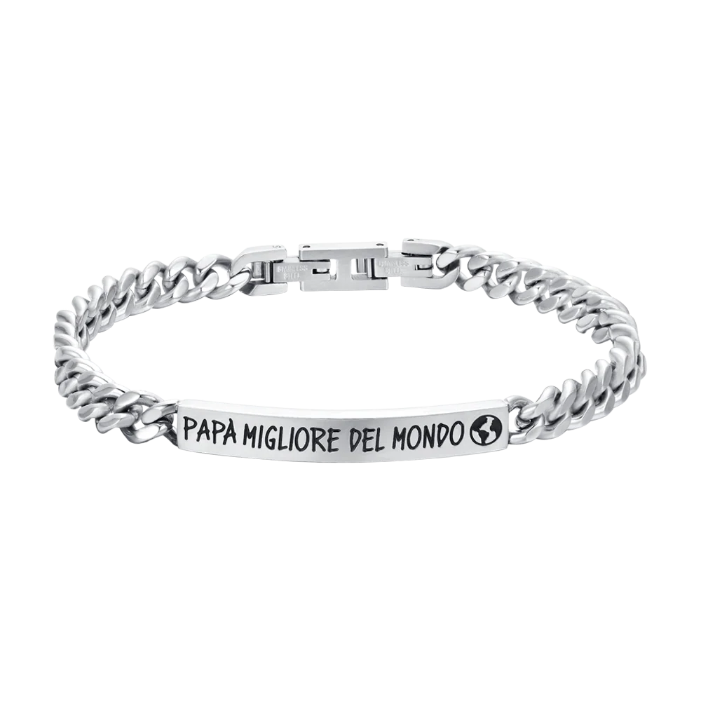 BRACCIALE UOMO IN ACCIAIO PAPA' MIGLIORE DEL MONDO
