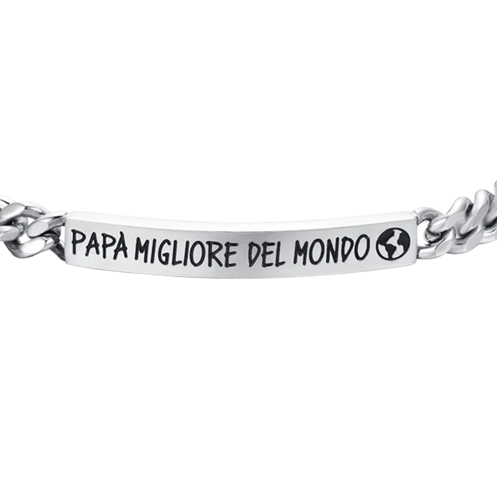 BRACCIALE UOMO IN ACCIAIO PAPA' MIGLIORE DEL MONDO - Image 4