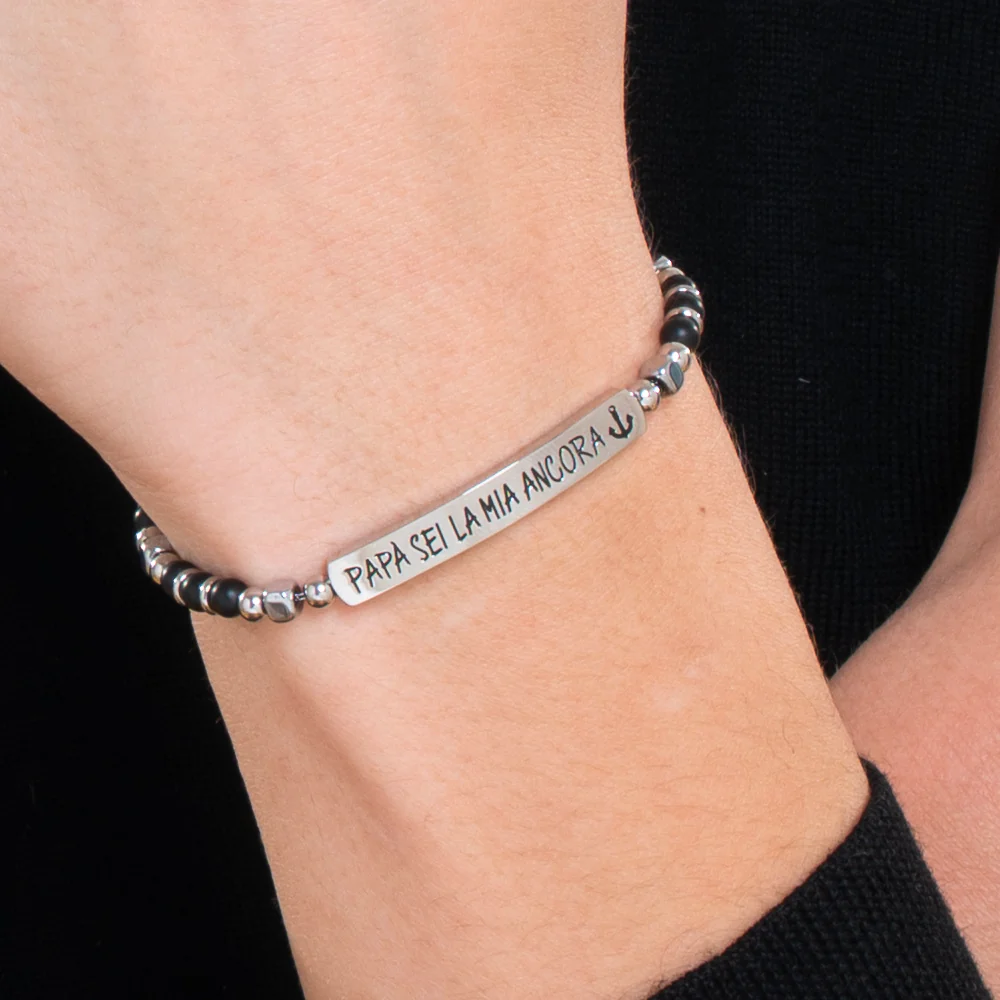 BRACCIALE UOMO IN ACCIAIO PAPA' SEI LA MIA ANCORA - Image 2